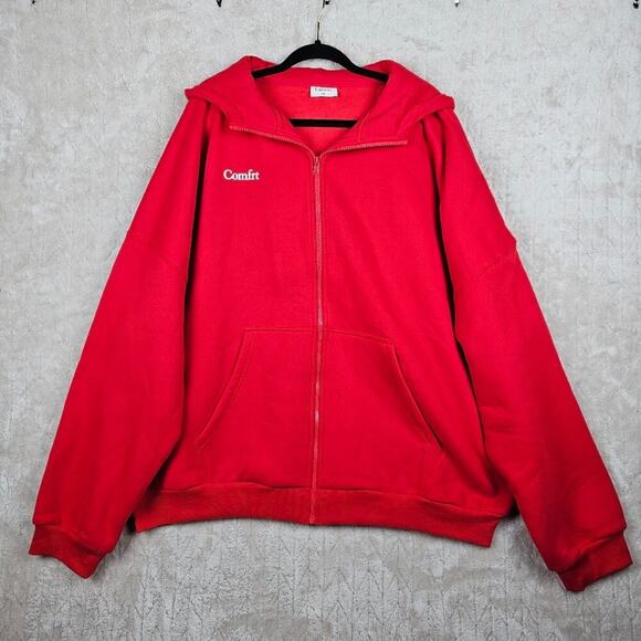 Comfrt Full Zip Hoodie Womens 2XL Red Weighted Fleece Mental Health Classic - Picture 1 of 7